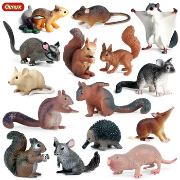 Oenux Modeliavimas Laukinių Graužikų Gyvūnų Modelio, Voverės, Pelės, Žiurkės Šinšilų Veiksmų Skaičius, Figūrėlės Puikus Tortas Toppers PVC Vaikų Žaislas
