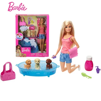 Originali Barbie Lėlės Imituoti Naminių Šunų Vonia Nustatyti, Ugdyti Meilę Socialinio Švietimo Žaislas Mergaitė Princesė Dressup cowgirl Dressup Dovanos GDJ37