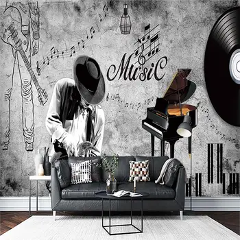 Pianino simbolį albumą ranka-dažytos retro muzikos tema cemento individualų 3D TV foną