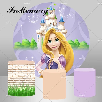 Pilies Princesė Tangled Rapunzel Turas Fone Raudonos Mergaitės Gimtadienio Fone Pjedestalo Apima Individualų