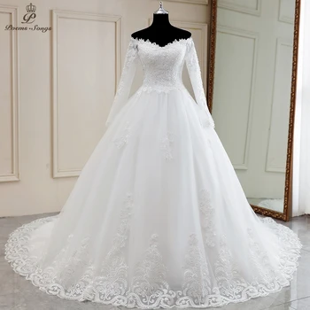 Poemssongs Naujas Seksualus, prabangus Elegantiškas vestuvių suknelė ilgomis rankovėmis boho santuokos suknelė chalatas de mariee vestidos de novia vestuvių suknelė