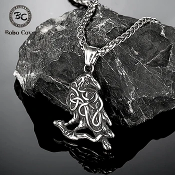 Punk Skandinavų Mitologija Odin ' s Varna Karoliai Vyrams iš Nerūdijančio Plieno Keltų Mazgas Runos Vikingai Varnas Pakabukas Retro Pasisekė Amuletas Papuošalai
