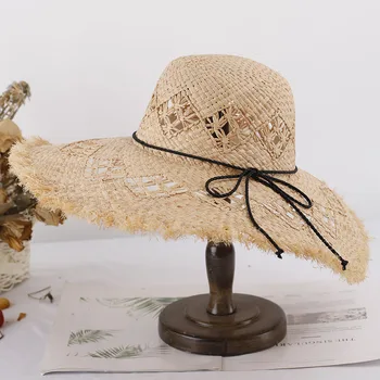 RAFIJA paplūdimys skrybėlės moterims moteriški skrybėlės, saulės, vasaros skrybėlę Šiaudų skrybėlę Kibiro kepurę golfo skrybėlę moterų uv apsauga saulės skrybėlę