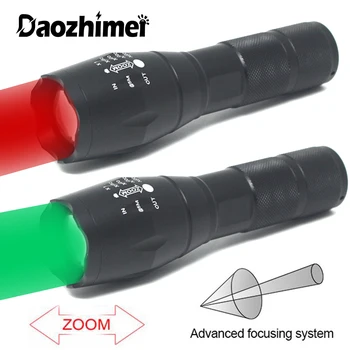 Raudona/Žalia/Balta/IR 850nm Medžioklės Šviesos Zoomable Stiprus Šviesos diodų (LED) Taktinis Žibintuvėlis atsparus Vandeniui žibintas Camping /Žygiai