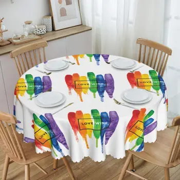 Raundas Įrengtas Meilė Laimi Vaivorykštė LGBT staltiesė Oilproof Staltiesė 60 cm Stalo Dangtis, Virtuvė, Valgomasis
