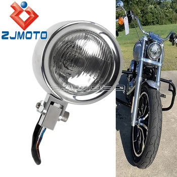 Retro E4 Moto Hi/Lo Šviesos Žibintas, skaidraus Stiklo Atšvaitas Priekiniai Žibintai Harley Chopper Bobber Sportster XL48 Softail Deluxe