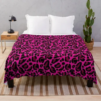 Rožinė Y2K Estetinės Leopardas Spausdinti Estetikos Sofa-Ultra-Minkštas Mikro Vilnos Mesti Antklodę