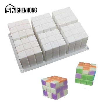 SHENHONG 6 Ertmės Magic Cube Silikono Torto Formų Žvakių ir Muilo Pelėsių Putėsiai Visos Konditerijos Kepimo Įrankiai Desertas Bakeware