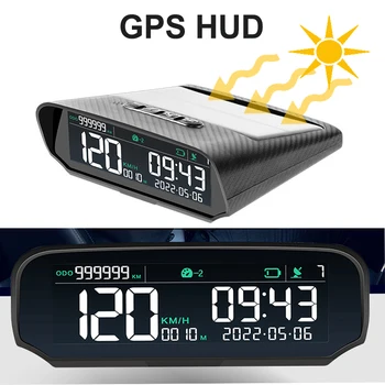 Saulės Automobilių HUD GPS Head-Up Ekranas Skaitmeninis Laikrodis Spidometras Per didelio Greičio Signalą Nuovargį Vairavimo Įspėjimo Aukštis Rida Ekranas