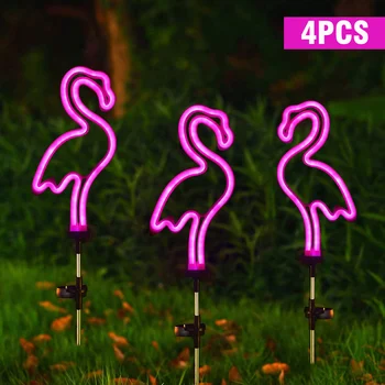 Saulės LED Šviesos Lauko Dekoro Rožinis Flamingas Neoninės Šviesos, Vejos, Sodo Lempos Šviesos Dekoro Kiemas Kelią Saulės šviesos Flamingo