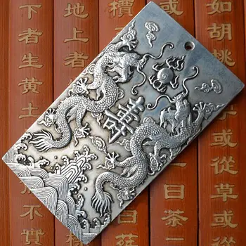 Sena Kinų, Tibeto Sidabro Dragon Pasisekė Tauriųjų Metalų Thanka Amuletas Pakabukas Rinkti Dovanų