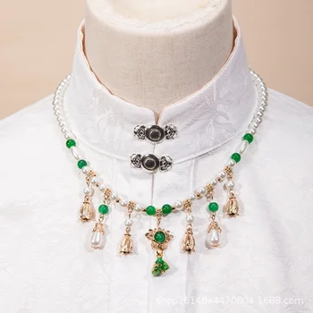 Senovinių Kinų Stiliaus Karoliai Moterų Žalia Senovės Estetinės Gražių Perlų Karoliai Pakabukas Apyrankę Didmeninės Dovanų