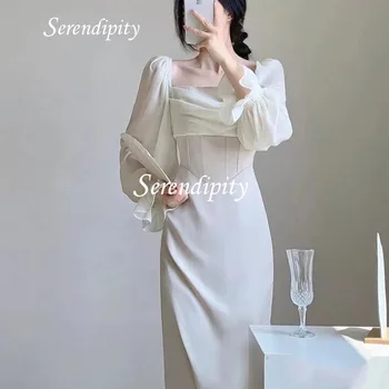Serendipity Modernaus Stiliaus Reguliariai Sluoksniuotos Rankovėmis Homecoming Suknelės Undinė Sijonas 2023 Paprasta Backless Šifono Pakopų Prom Dress
