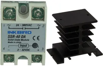 Solid state relay 40DA DC SSR juoda, radiatorių už PID termostatas temperatūros reguliatorius