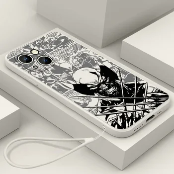 Stebuklas Wolverine Deadpool Telefono dėklas Skirtas iPhone 14 13 12 mini Pro 11 Max 8 7 Plius XR XS X Skysčio Virvę Funda Dangtis