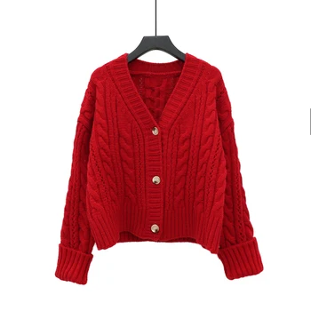 Storio Kietos Žiemos Džemperis Cardigan Moterų Striukė 2020 M. Naujas Stiliaus Rudenį Prarasti Negabaritinių Mada Dėvėti megztiniai megztinis moterims