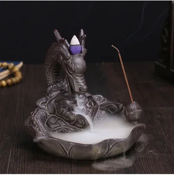 Su Smilkalai Kūginiai Keramikos Aukso Drakonas Smilkalų Degiklis Dūmų Moliuskui, Pavyzdžiui, Vandens Transliacijos Žemyn Meno Amatų Smilkalai Kūginiai Krosnis