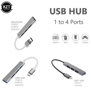 USB 3.1 C HUB 4 Port USB 3.0 Type C) USB 2.0 3.0 Splitter Konverteris OTG Adapterio Kabeliu, skirta 