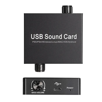 USB Audio Garso plokštė Nešiojamas PS5 Ausinių Mikrofonas, Garso plokštė USB Išorinių Garso Kortelių Palaikymas 3,5 mm Tipas C Tūrio Bass Rankenėlę
