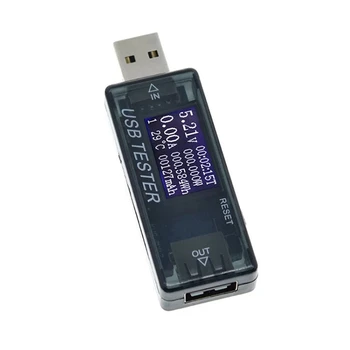 USB Testeris Digital Voltmeter Volt Matuoklis Galia Banko Wattmeter Įtampos Testeris Juoda
