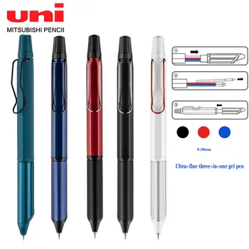 Uni Multi-funkcija Tušinukas SXE3-2503Three-spalva Ultra-fine Vidutinės Naftos Pen 0.28 Mm Žemas Svorio Centras Raštinės reikmenys