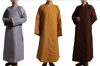Unisex 3colors Žiemą šiltas medvilnės chalatas, budistų vienuoliai suknelė meditacija clothingmartial menų nustatyti vienodą clothesyellow/ruda/pilka