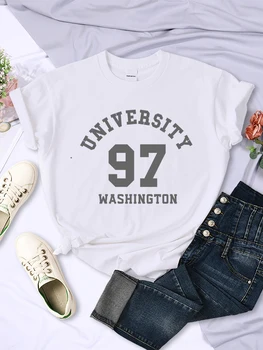 Universiteto 97 Vašingtono Hip-Hop Laišką Marškinėlius Moterų Atsitiktinis Juokingi Marškinėliai, Mados Vasaros Drabužių Streetwear Mielas Trumpas Rankovės