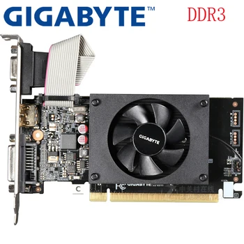 Už GIGABYTE vaizdo plokštės GT710 1GB 64Bit GDDR3/GDDR5 Vaizdo Kortos nVIDIA Geforce Kortelės Originalus GT 710 1G Naudoti Hdmi Dvi