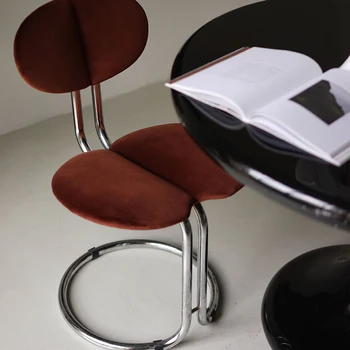 Valgomojo Salonas Kėdė Šiuolaikinės Aksomo Plieno Boucle Dizainerio Kėdės Viena Įstaiga Chaisse Chambre Šiaurės Baldai Gyvenamasis Kambarys