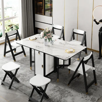 Valgomojo stalas, smulkūs namų apyvokos medžio masyvo valgomojo stalas, šviesos ekstravagantiškas rockboard valgomojo stalas, kėdės paprastos sudedamas stalas
