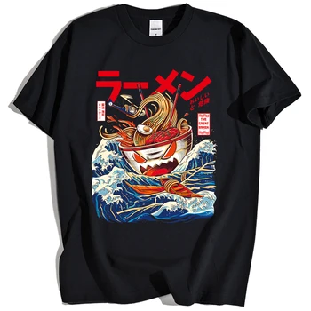 Vasaros Trumpas Rankovėmis Harajuku Atsitiktinis Gatvės Viršuje Japonų Animacinių filmų Juokinga Maisto T-shirt Hip-Hop Prarasti Kvėpuojantis Grafinis T-shirt