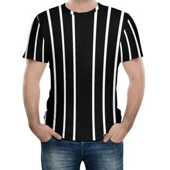 Vertikaliai Dryžuotas Marškinėliai Juodos Ir Baltos Linijos, Pora Harajuku T Shirts Custom Tee Marškinėliai Trumpomis Rankovėmis Nuostabus Negabaritinių Viršūnės