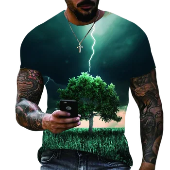 Vyriški Vasaros Negabaritinių marškinėliai Atsitiktinis Žaibo 3D Skaitmeninis Spausdinimas, T-marškinėliai, vyriški Greitai džiūsta Trumpas Rankovės