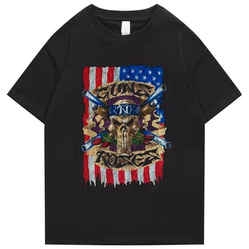 Vyrų, Moterų Medvilnės Marškinėliai Vasarą Prekės Marškinėlius Guns N Roses, Skeletas Logotipą, Juoda VYRIŠKI Grafinis T-Shirt Homme Viršūnes Street Rock Ginklą