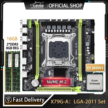 X79 motininė Plokštė Rinkinys LGA 2011 Xeon E5 2650V2 CPU Su 2*8GB=16GB DDR3 ECC Atminties Žaidimų PC Placa Mae LGA2011 Surinkimo Rinkinys, X79