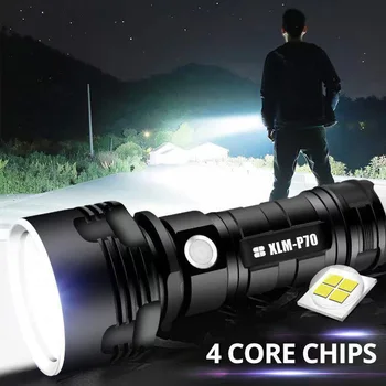 ZK30 Itin Šviesus Galingas LED Žibintuvėlis L2 XHP50 Taktinis Žibintuvėlis USB Įkrovimo Linterna Vandeniui Lempos Žibintų Kempingas