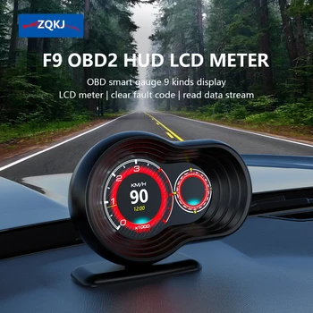 ZQKJ F9 Head Up Display HUD OBD2 Ekranas Auto Spidometras Automobilių Elektronikos Priedai greičio viršijimo Signalas Skaitmeninis Kilometražo Skaitiklis