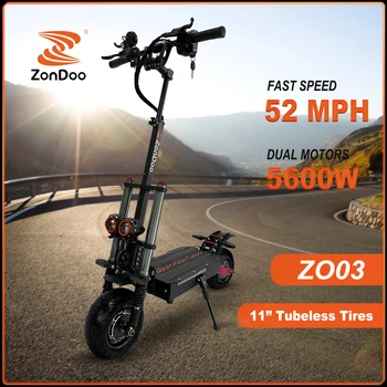ZonDoo ZO03 Plius Elektrinis Motoroleris 5600W 60V 38Ah 52MPH Suaugusiųjų E Paspirtukas Su 68 Km Diapazonas