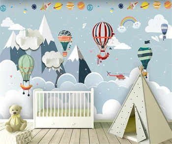 beibehang Pritaikytas modernus naujas karšto oro balionu, traukinio, lėktuvo žvaigždėtas dangus vaikų kambario foną tėtis peint tapetai