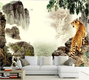 beibehang Užsakymą Freskos Wallpaper HD Tigras Kambarį, Miegamąjį, TV Foną, Sienos Foto Tapetai, Freskos Dekoratyvinis Dažymas