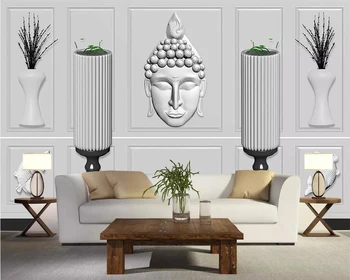 beibehang Užsakymą foto tapetai aukštos kokybės elegantiškas 3d trimatis paprasta Europos gipso Budos statula vaza paramos sienos