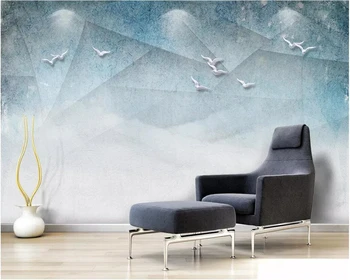 beibehang Užsakymą tapetai, 3d foto freskos Šiaurės minimalistinio abstrakčios linijos geometrijos paukščių TV foną, sienos popieriaus papel de parede
