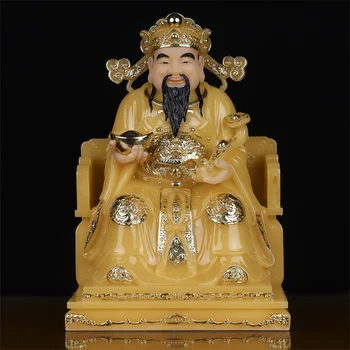 didelis Azijos aukšto rango jade CAI SHEN JŪS Mammon Dievo turtų budos statula NAMŲ PARDUOTUVĖ ĮMONĖS suderinti turto Prisiplėšti turtų pinigų