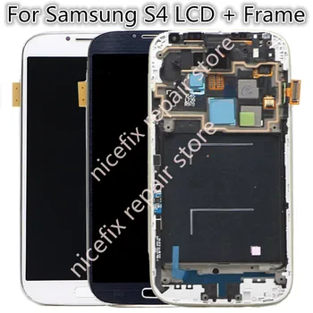 i337 i9505 i9500 i545 m919 E300S LCD Samsung S4 Lcd jutiklinis Ekranas skaitmeninis keitiklis su rėmo Surinkimo Mobiliojo Telefono dalys