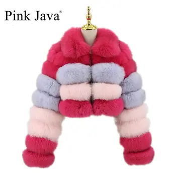 rožinė java QC20045 naują atvykimo individualų spalvos, moterų žiemos nekilnojamojo fox fur coat natūralaus kailio striukė mados trumpas kailis prabanga
