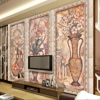 wellyu Užsakymą didelio masto freskomis Europos retro vazos aliejaus tapybai kambarį, TV foną, sienos tapetai papel de parede