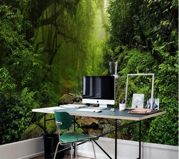 wellyu Užsakymą tapetai, 3d foto freskomis žalia mediena, akmens stream upės kraštovaizdžio peizažas kambarį, TV foną, sienos popieriaus