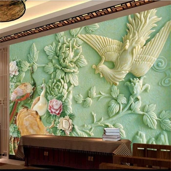 wellyu papel de parede Užsakymą didelės freskos mados namų puošybai phoenix reljefinės freskos TV foną