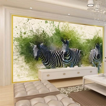 wellyu papel de parede Užsakymą tapetai Ranka-dažytos meno idilė Amerikietiško stiliaus šviežių zebra sienos sienos dokumentų namų dekoro