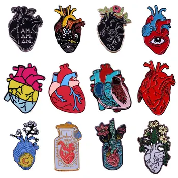 Įdomu Kokybės Anatomija Širdies Sagė Gėlės Žvaigždėtą Naktį Organų Emalio Pin Sveikatos Sąmoningumo Goth Meno Ženklelis Gydytojas, Slaugytoja Dovana